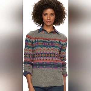 NWT Chaps Women’s Fair Isle Crewneck Pullover Sweater